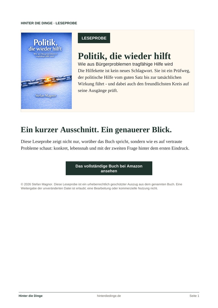 Titelseite der Leseprobe zu Politik, die wieder hilft
