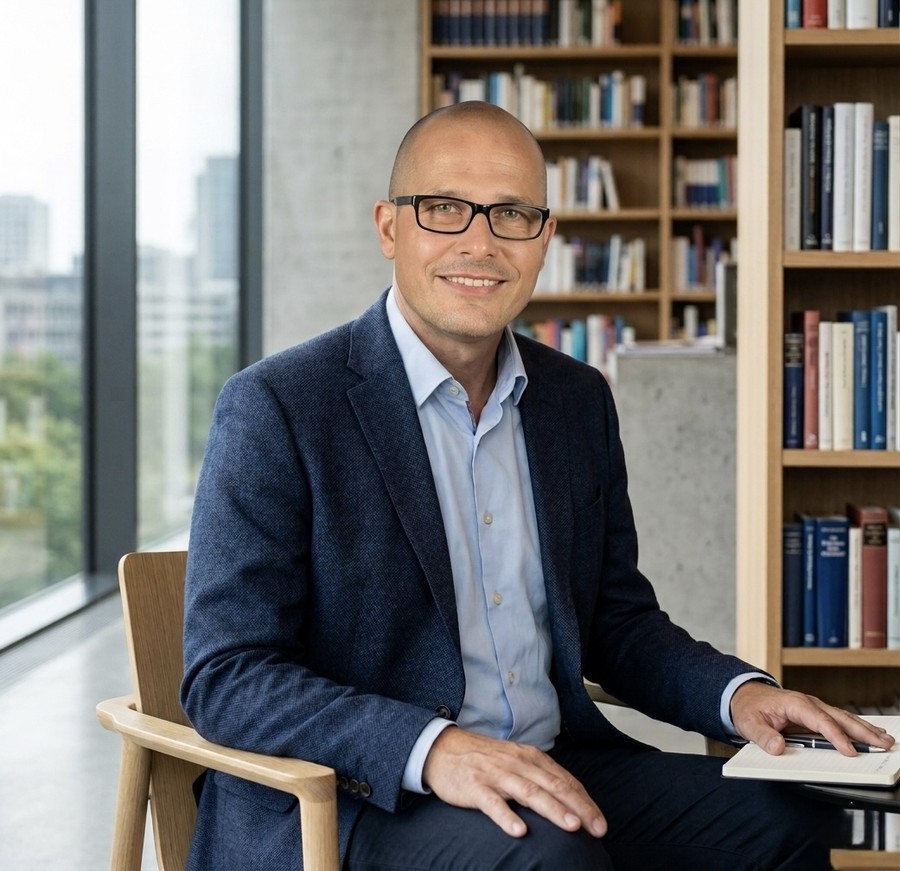 Stefan Magnor in einer Bibliotheksumgebung